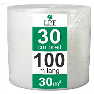 dieLUFTPOLSTERFOLIE Luftpolsterfolie 30cm x 100m Verpackungsfolie Luftpolster Rolle Blisterfolie Noppenfolie Polsterfolie Umzug 30cm Knallfolie Polstermaterial Versand Transparent Umzugfolie 100
