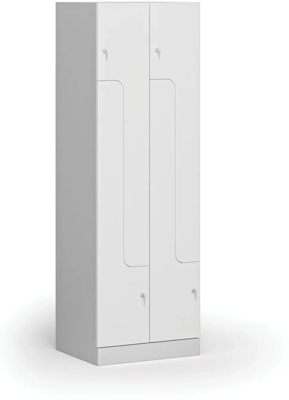 Z-Spind S1, 4 Abteile, 1850 x 600 x 500 mm, Zylinderschloss, laminierte Tür, weiß