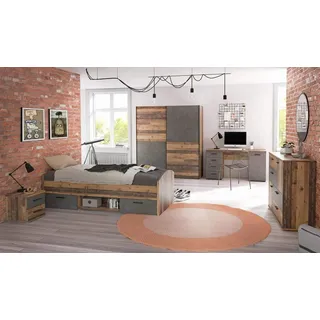Forte Jugendzimmer WINNIE 5-tlg. Komplettset, Optik: Old Wood Vintage, Forte