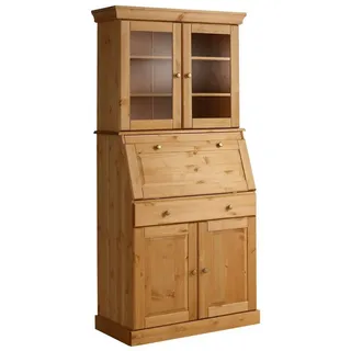 Home Affaire Sekretär »Rosi im Landhausstil«, Schreibtisch aus Massivholz, mit Vitrine, in 2 Breiten beige