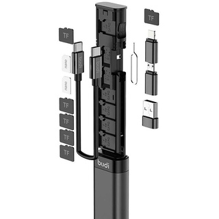 U&S Cable Stick, Universal Smart Adapter Karte Aufbewahrungsbox, Tragbare und Kompakte USB-C/USB-A/Micro-USB Ladekabel Kit, SIM Karte Speicher Speicherkarten Aufbewahrungsbox