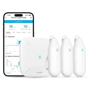 X-Sense Smarte Thermometer-Hygrometer Set - 3x Hygrometer STH54 1x SBS50 Basisstation