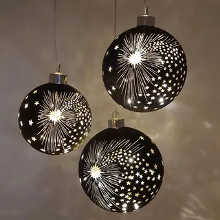Formano LED Deko Kugel SPIRIT mit Sternen zum aufhängen D. 10cm schwarz Formano W25 - Schwarz