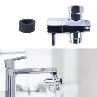 Minnhua 3 Wege Ventil Messing, Absperrventil 1/2 Zoll mit 3 Unterlegscheiben, Chrom Poliert Duschschlauch Adapter, Umschaltventil Dusche für Toiletten, Badezimmer, Küche (Silber)