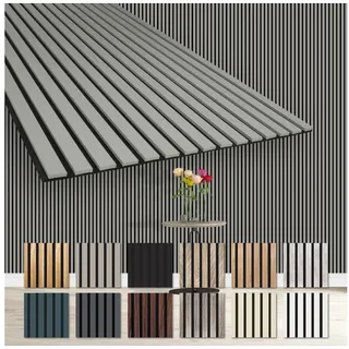 HEXIM Lamellen Akustikpaneele 1,67 m2 flexible Wandpaneele 278x60cm MDF Wandverkleidung schalldämmend: Sandgrey - AP02, 1 Paneel - 1.67m2