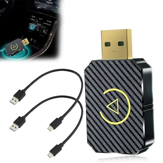Android Auto Wireless Adapter,Carplay Wireless Adapter,Android Auto Adapter für Apple Carplay,Wireless Carplay Adapter Geeignet für Autos Mit Aa Und Carplay,Mit Zwei Drähten(Gold)