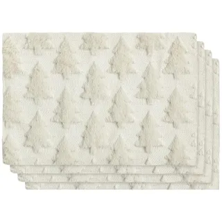 Artoid Mode Plüsch Samt kunstfell Felloptik Beige Kiefern Weihnachten Platzsets 4er Set, 30x45cm Winter Urlaub Tischsets Platzdeckchen Küche Party Deko