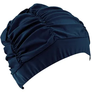 TININNA Stoffbadehaube Schwimmkappe Badekappe Badehaube Stoffbade Schwimmhaube Bademütze Swim Swimming Cap für Lange Haare Gesund für Damen tiefes Blau EINWEG Verpackung