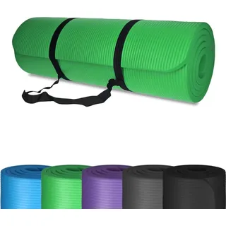 TALK-POINT Yogamatte Gymnastikmatte Fitnessmatte, | rutschfest, gelenkschonend – NBR Schaumstoff 185 x 61 x 1,5 cm mit Tragegurt Grün