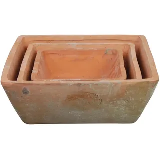Ton Töpfe Terracotta mit Stempel Bauerngarten Terrasse Garten - 3 Stück im Set