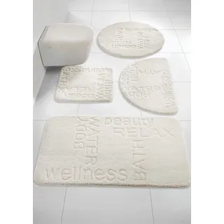Badematte GRUND Gr. 8, weiß (sanftes weiß), WC-Vorleger rechteckig ohne Ausschnitt (45cm x 50cm) WC-Deckelbezug (47cm x 50cm),, Badematten