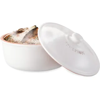 Römertopf Brotbacktopf aus Naturton bis zu ca. 1.000g Backgut, für natürliches Brotbacken, Weiß