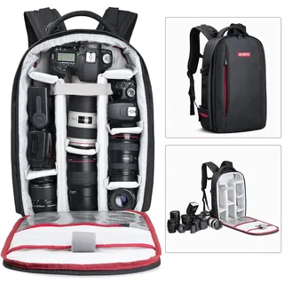 Beschoi Fotorucksack wasserdicht Kameratasche Kamerarucksack mit Laptopfach für Canon Sony Nikon Olympus SLR/DSLR Kamera, Objektiv und Zubehör, groß (schwarz)