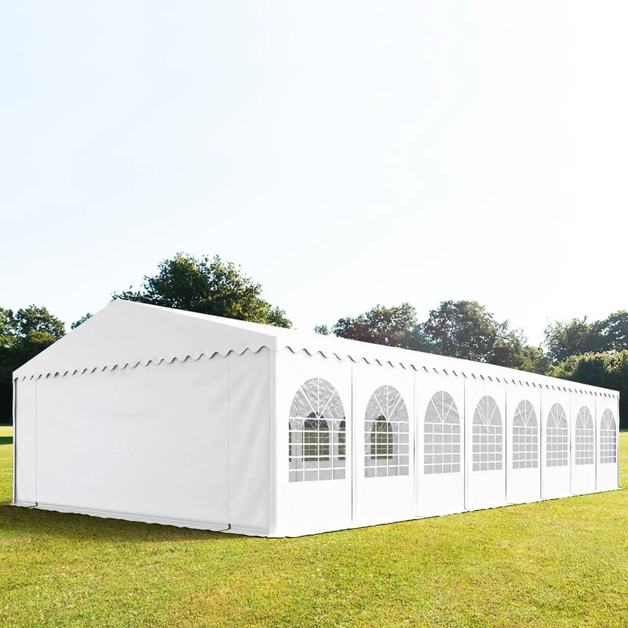 TOOLPORT PRO 8x16m Partyzelt, PVC-Plane, weiß, mit Bodenrahmen - (5378)