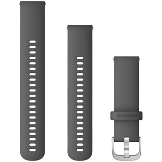 Garmin Schnell-Wechsel Silikon Armband 22mm Mittelgrau / Schnalle Silber + Einstellband L