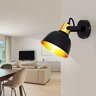 GLOBO Wandlampe Wandleuchte Wohnzimmerlampe schwenkbar Leselampe schwarz gold H 14 cm