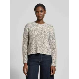 More & More Pullover in Leo-Optik mit Rundhalsausschnitt, Mittelgrau, 42