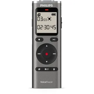 Philips DVT1170 Diktiergerät, metallisches Graphitgrau, mattes Schwarz, Silber