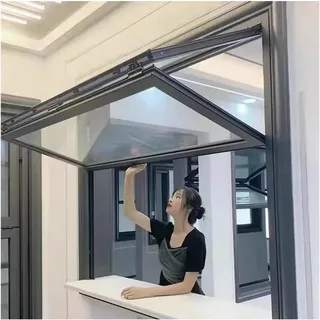 PEYNIR Fenster Window Kellerfenster Schiebefenster Vertikales Ausgabefenster für Catering, Klappbar Aluminium Nach Oben öffnende Verkaufsfenster für Imbisswagen/Snackstände/Cafés(W34xH44in/86x112cm)