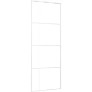 vidaXL Schiebetür ESG-Glas und Aluminium 76x205 cm Weiß