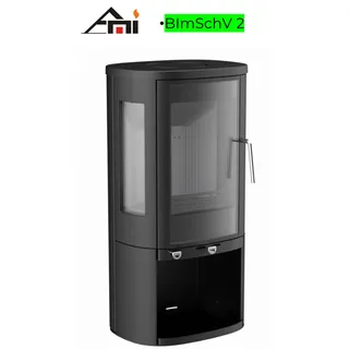 AMI Freistehender Kaminofen 61L schwarz  BImSCH V2 Holz, Braunkohle - Briketts
