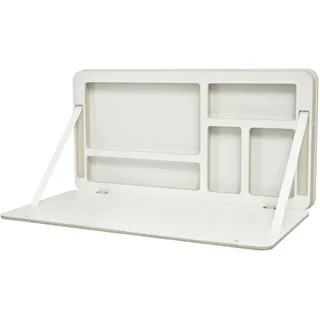 Nordestic Wandtisch klappbar 80 x 40,5X 5,5cm, Stabiler Klappschreibtisch mit Laptopfach für 7-16 Zoll, platzsparender Holz Schreibtisch aus FSC-Holz, einfache Montage, 45kg Tragkraft (Weiß)