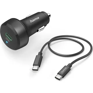 Hama Auto-Schnellladegerät mit Ladekabel USB-C, PD, 25 W, 1 m, Schwarz