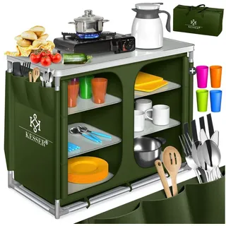 Kesser KESSER® Campingschrank, Campingküche mit Aluminiumgestell inkl.Tragetasche Kocherschrank für Camping , Campingmöbel , Outdoor