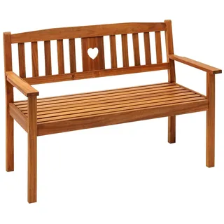 Dehner Gartenbank Heart, 2-Sitzer, 90 x 127 x 61 cm, FSC®-zertifiziertes Akazienholz, braun