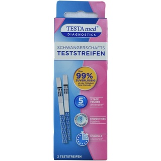 TESTA med DIAGNOSTICS Schwangerschaftstest Teststreifen 2 Stück, über 99% zuverlässig ab der Fälligkeit Ihrer Periode, eindeutiges Ergebnis innerhalb von 5 Minuten