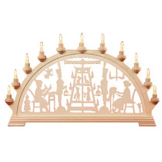 Kunstgewebe Taulin Schwibbogen Taulin Lichterbogen Pyramide - ohne Vorbel., Handarbeit aus dem Erzgebirge beige