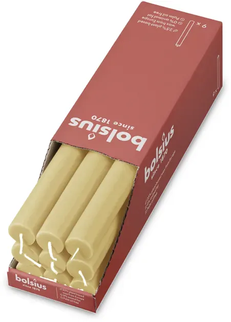 Rustik Haushaltskerzen 270/23 mm (9er Pack) - Haferbeige