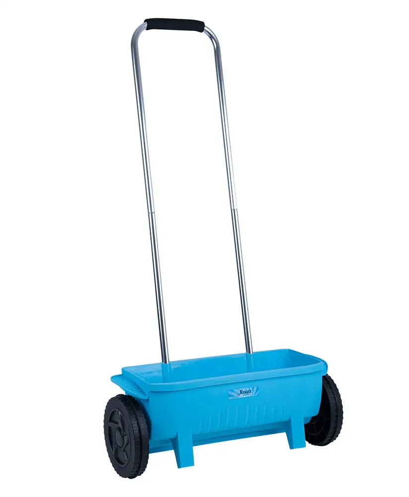 Kastenstreuwagen Universal Streuer Streuwagen mit großen Rädern 12 Liter Stellhebel Samen Kalk, Kunststoff Aluminium, verstellbar, blau, LxBxH 56x19x22 cm