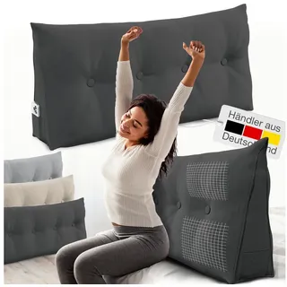eloneo Rückenkissen – Keilkissen fürs Bett & Sofa, abnehmbarer Bezug, praktisches Seitenfach Handy 1 St