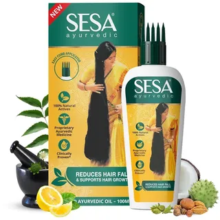 Sesa Ayurvedisches Haaröl für Haarausfall und Haarwachstum | 5000 Jahre altes Kshir Pak Vidhi, Bhringraj & 17 seltene Kräuter mit 5 pflegenden Ölen | Alle Haartypen | KEIN Mineralöl | 100ml (1er Pack)