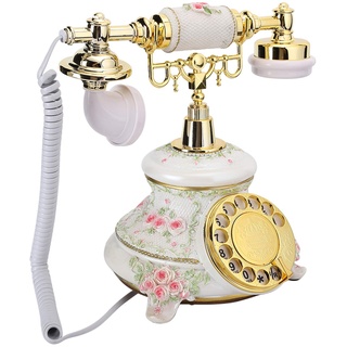 Retro-Vintage-Telefon Im Landhausstil, Drehknopfplatte Antikes Festnetztelefon, Telefon mit Festem Schreibtisch für Schreibtische/Wohnzimmer/Schlafzimmer/Hotels