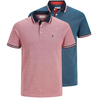 JACK & JONES Paulos 2 Units Kurzarm-poloshirt Rio Red / Pack 1 Rio Red / 1 Denim Blue XL