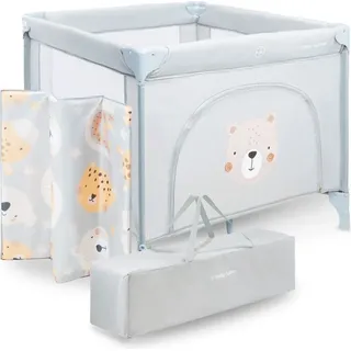Großer Laufstall für Babys und Kleinkinder – Mit Matratze und Tragetasche - Grau