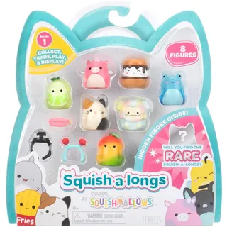 squish-a-longs SQAL0023-8er Pack, Serie 1, Style 2, enthält 8X 2,5 cm Mini-Quish mit 2X Zubehörteilen, 1x Ring und 1x Sammleranleitung – Sammeln, Tauschen und Spielen