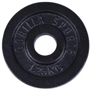 GORILLA SPORTS® Hantelscheiben - Set/Einzeln, 0,5/1,25/2/2,5/5/10/15/20/25/30 kg Gewichte, 30/31 mm, Gusseisen, Silber/Schwarz - Gewichtsscheiben, Bumper Plates