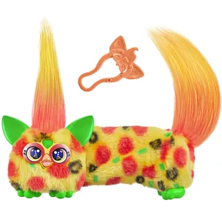 Hasbro Furby DJ Furblets Pepp-Oh-Roni gelb-gemustertes elektronisches Plüschspielzeug Macht Musik, Geräusche und spricht Furbisch, Stofftier für Kinder ab 6 Jahren mit Schlüsselanhänger