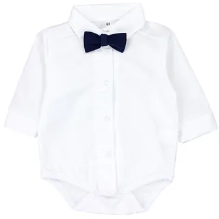 TupTam Baby Body Langarm mit Kragen – Hemdbody für Babys aus Baumwolle – Body Baby Festlich, Farbe: Weiß/Dunkelblaue Fliege, Größe: 68 - 68