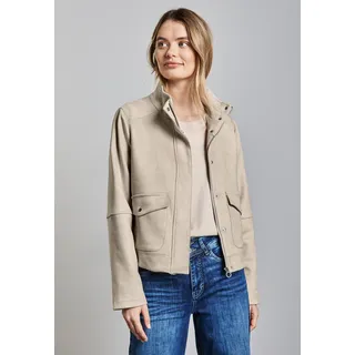 STREET ONE Damen, A212366 Kurze Velours-Jacke, Pearly sand), 44 - 44