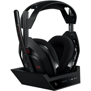 Logitech ASTRO A50 (Gen 5) Schwarz - Kabelloses LIGHTSPEED Gaming-Headset und Basisstation mit PLAYSYNC Audio