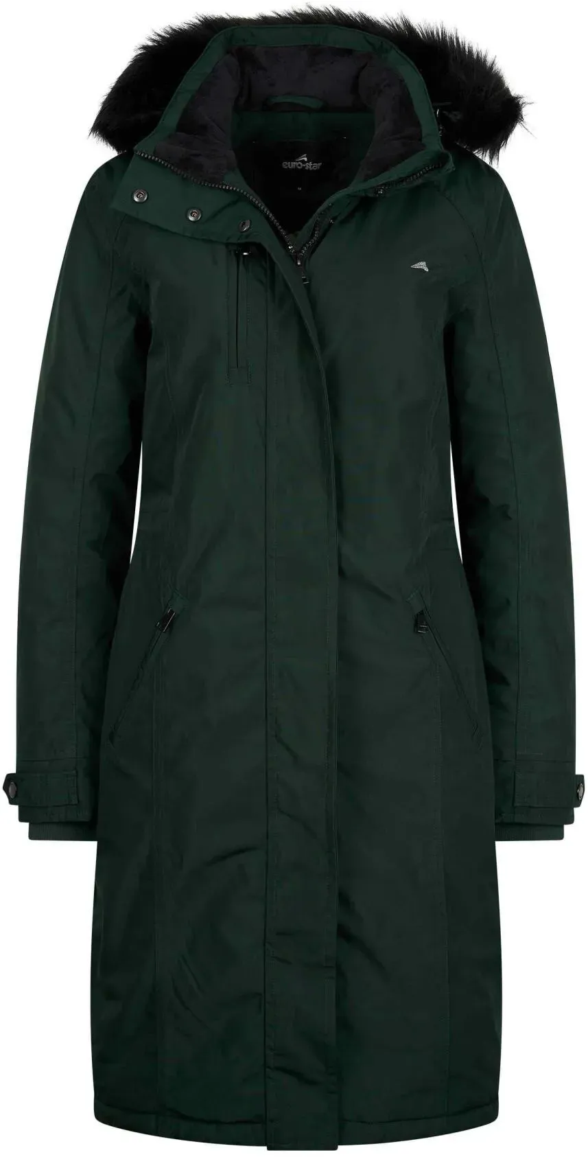 Euro-Star Damen Mantel ESLadonna wasserdicht black leaf dunkelgrün HW/23, Taille: M