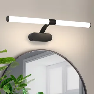 meoaow Spiegelleuchte Bad Led Badezimmer - 8W Wandlampe Lampe Neutralweiße Lichtfarbe 4000K Biegen Wandleuchte Spiegel Wasserdicht IP44 Badlampe Spiegelschrank Beleuchtung Schwarz 60cm