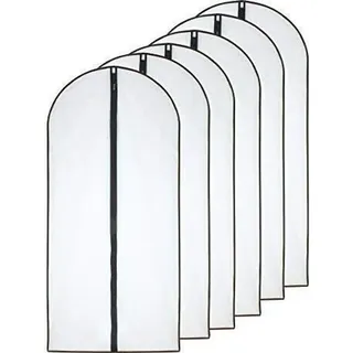 HomeClean Mottenfeste Kleidersäcke 60cm x 120cm (6er Pack) Schwarze Seite Atmungsaktive Klare Kleidersäcke mit durchgehendem Reißverschluss für...