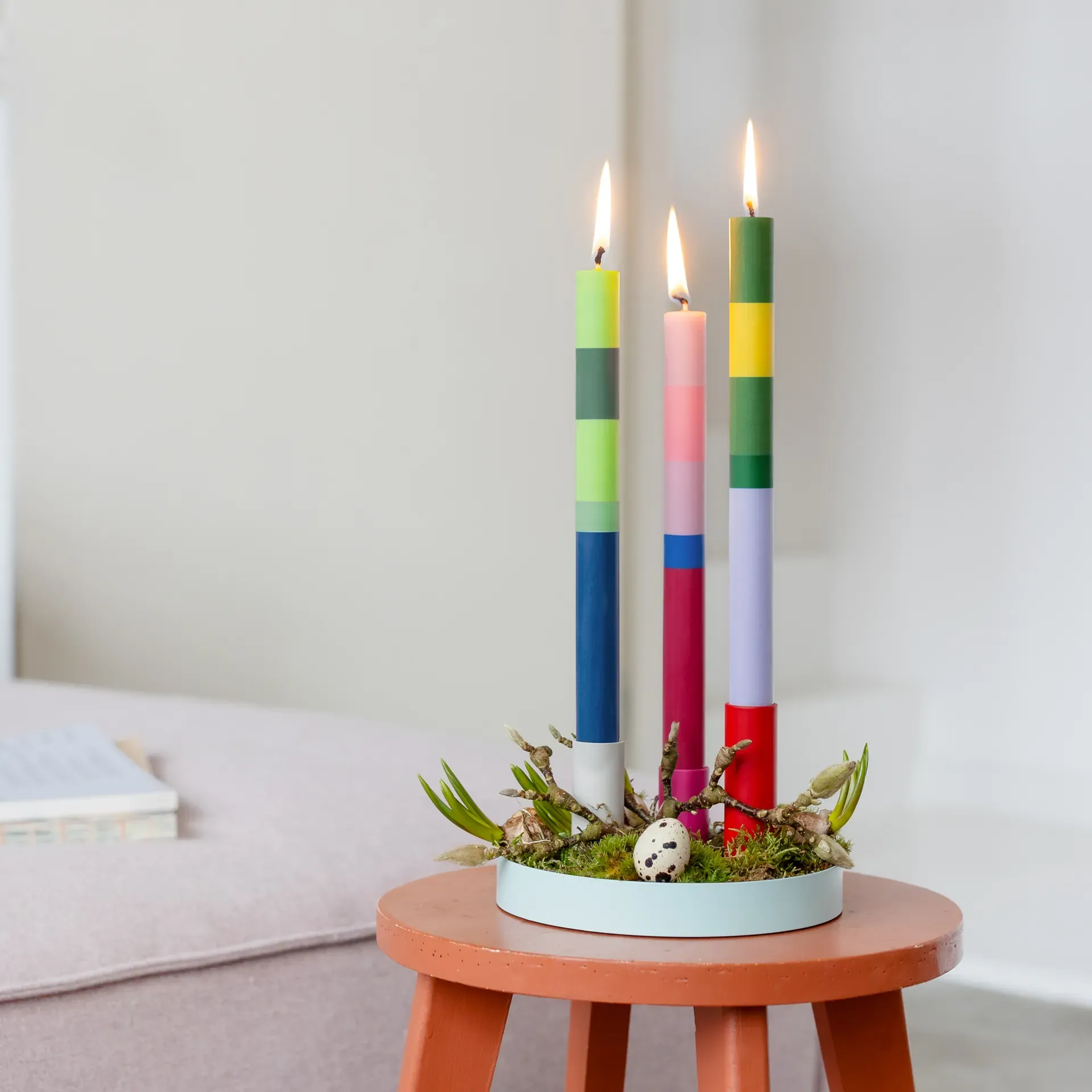 REMEMBER Stabkerzen 3er Set "Milano" 26cm hoch aus veganem Stearinwachs