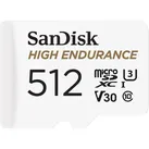 SANDISK High Endurance (512 GB, microSDXC, U3, UHS-I), Speicherkarte, Weiss