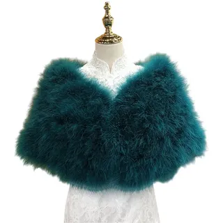 Refttenw Modeschal Hochzeit Bankett Party Kunstpelz Winter Schal für Damen und Bräute grün